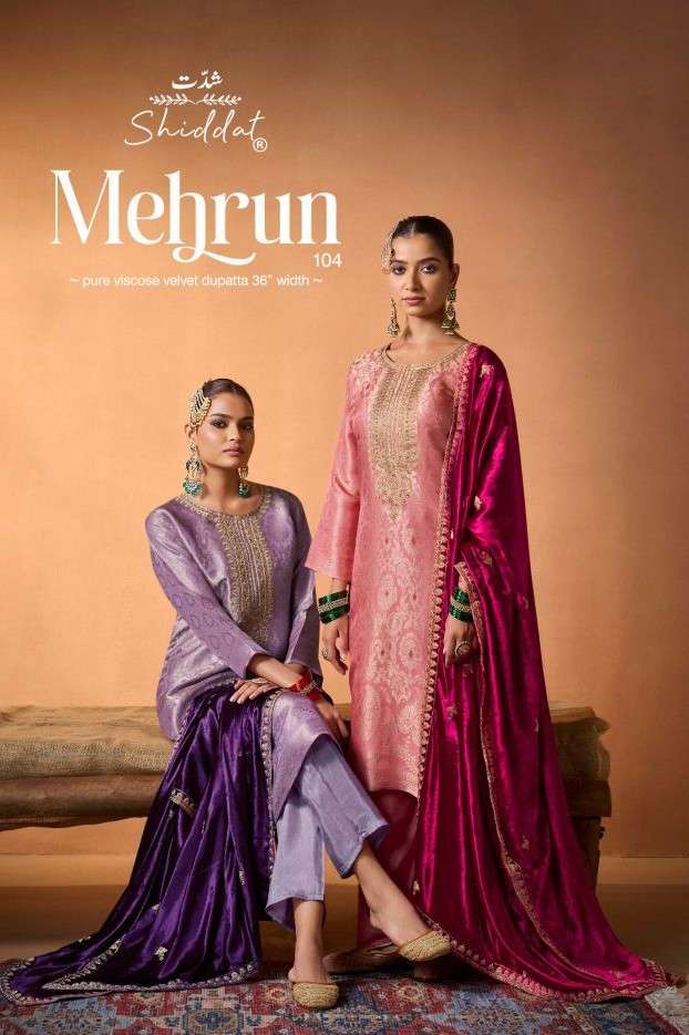 shiddat mehrun 104 viscose pashmina fancy salwar kameez wholesale price Exporters