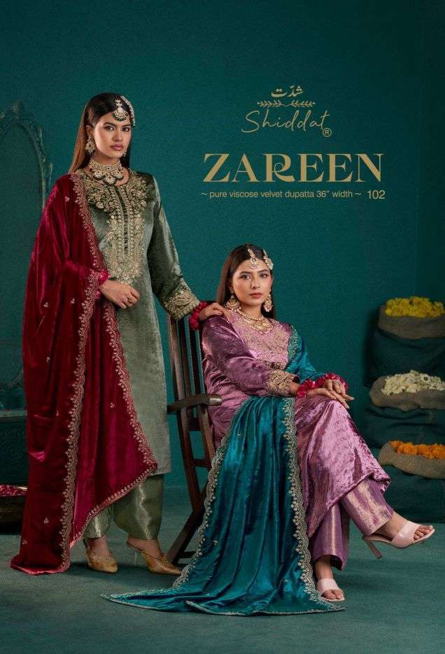 Shiddat Zareen 102 Viscose Velvet Embroidered Fancy Suit Wholesale Price Exporters In Surat
