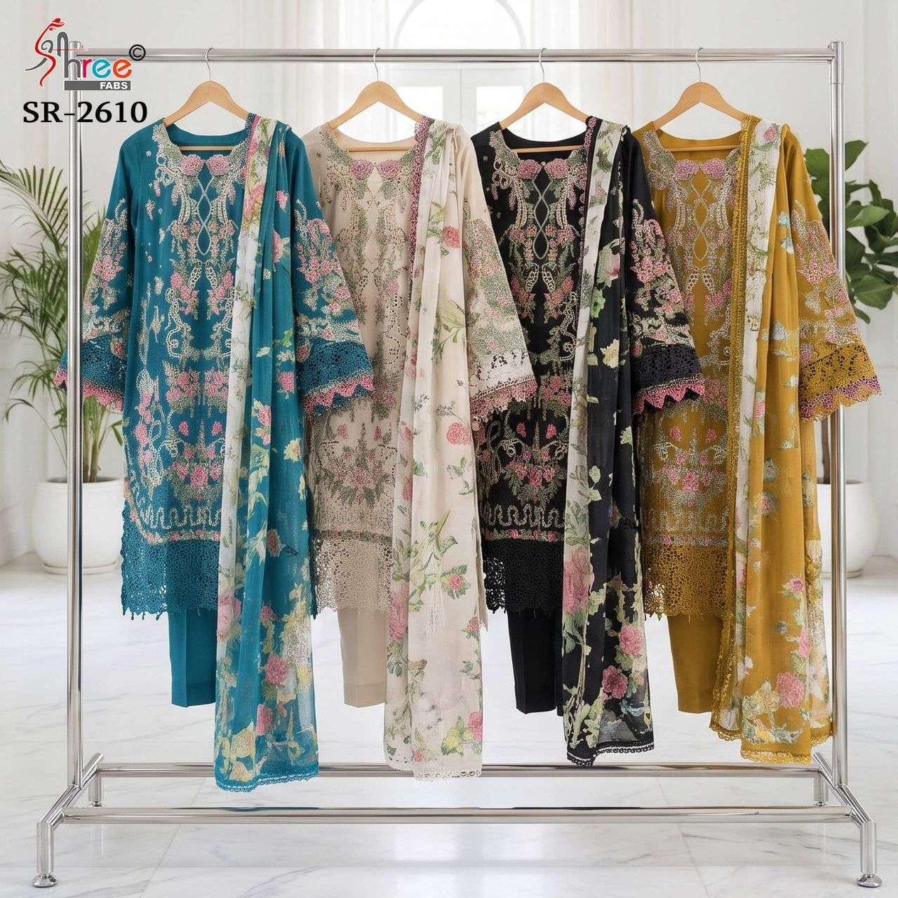 Shree Fabs 2610 Cambric Cotton Lawn With Heavy Work Readymade Wholesale Catalogue