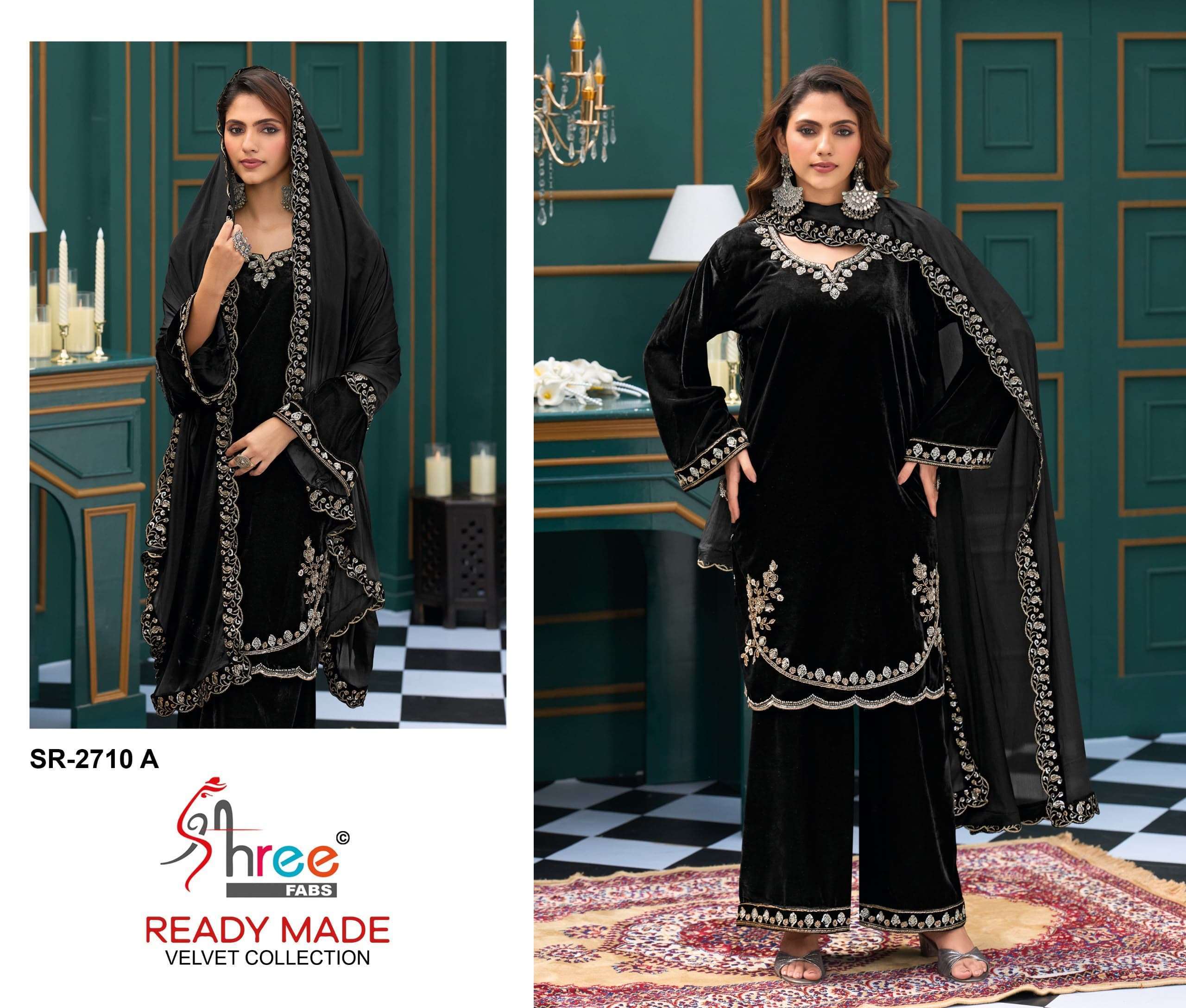 Shree Fabs 2710 Velvet With Beads Work Designer Readymade Suit Wholesale Catalogue