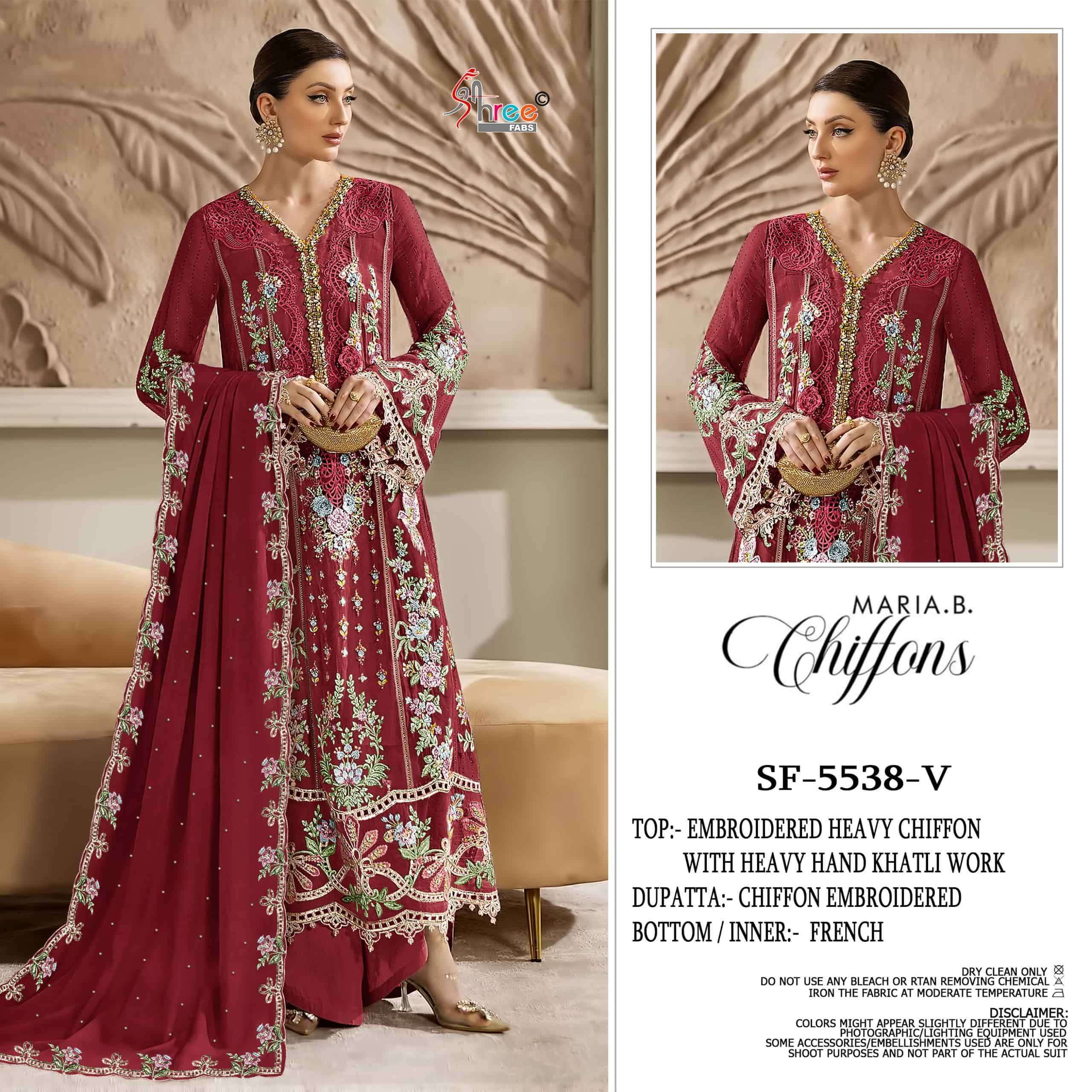 Shree Fabs 5539 New Colours Wholesale Chiffon Embroidered Suits Catalogue