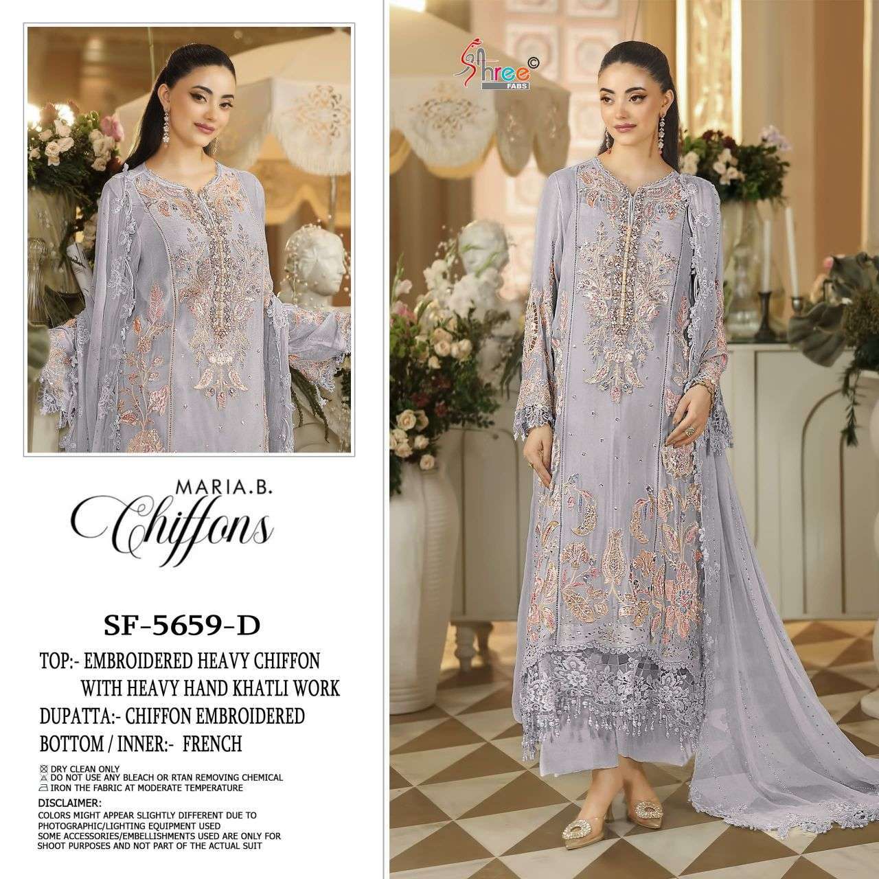 Shree Fabs 5659 Chiffon Heavy Embroidered Suit Wholesale Catalogue