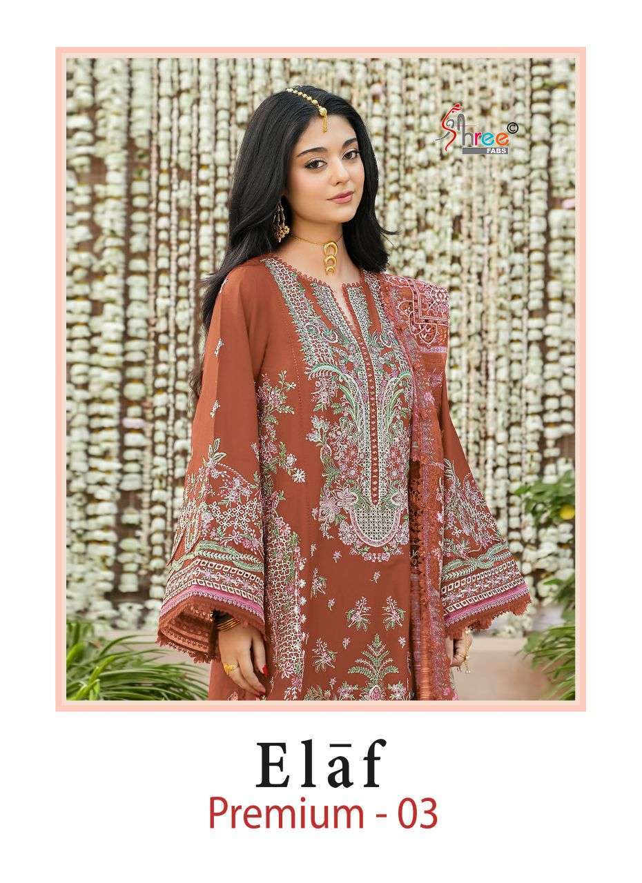 Shree Fabs Elaf Premium Vol-3 Self Embroidered Cotton Suit Wholesale Catalogue