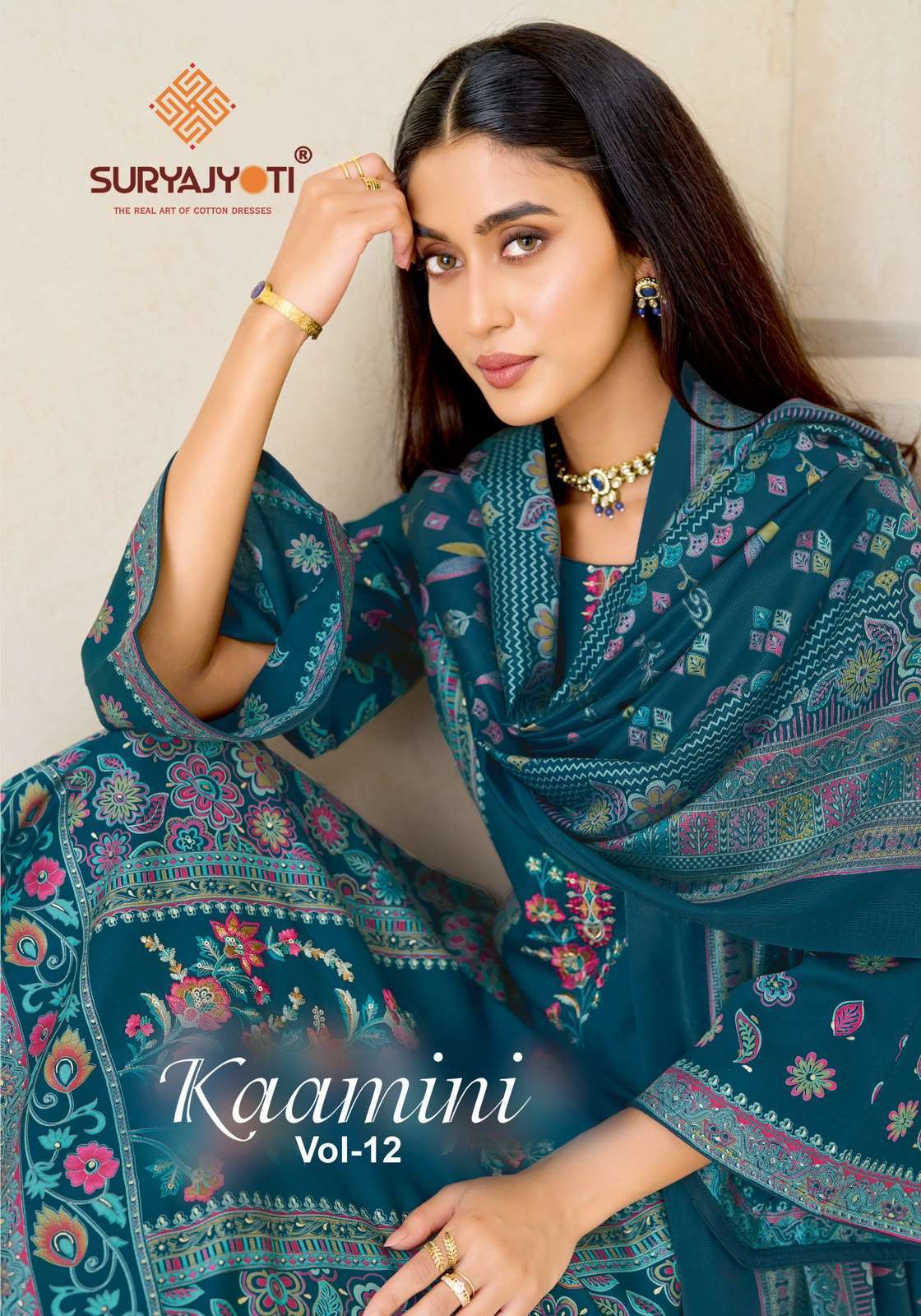 Suryajyoti Kaamini Vol-12 Jam Satin Printed Salwar Kameez Wholesale Catalogue