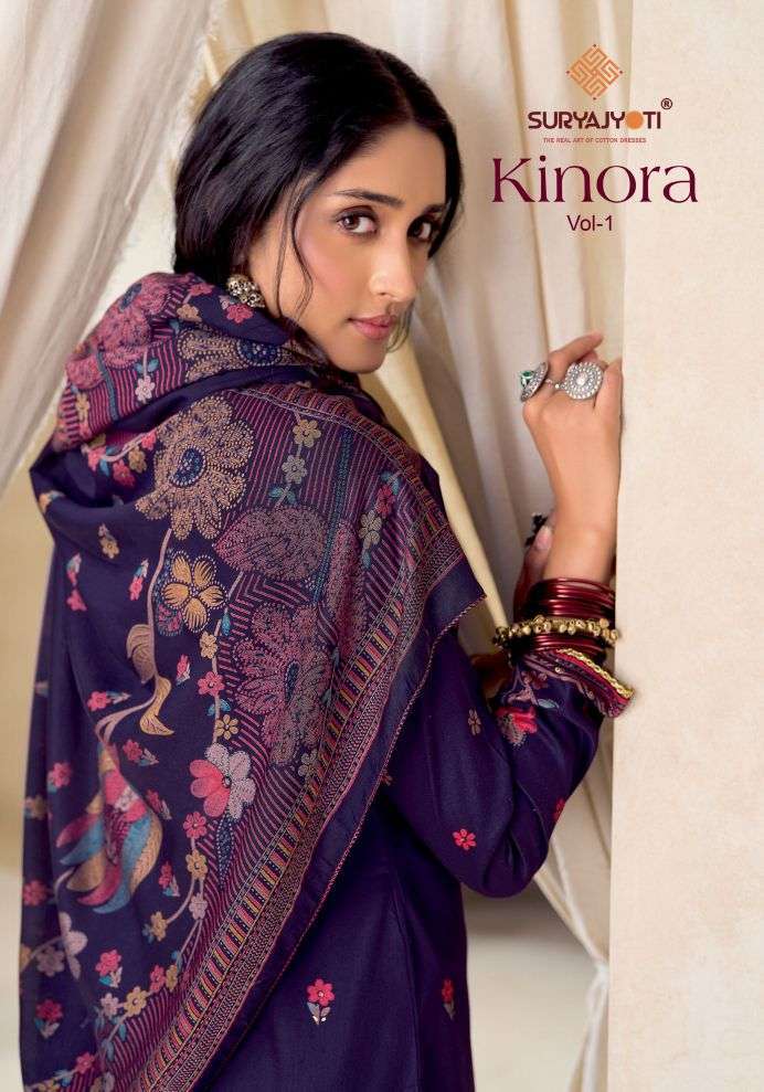 Suryajyoti kinora vol-1 jam satin fancy work salwar kameez wholesale price