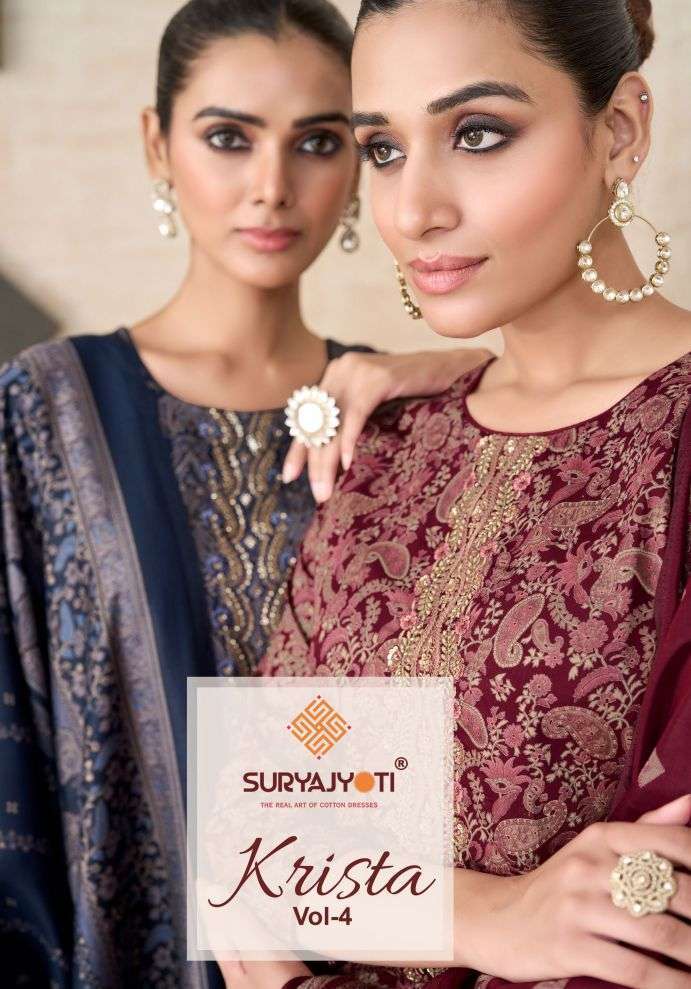 Suryajyoti Krista Vol-4 Jam Satin Discharge Printed Salwar Kameez Wholesale Catalogue