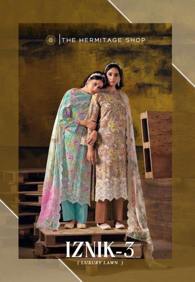 The Hermitage Iznik Vol-3 Lawn Cotton Embroidered Salwar Kameez Wholesaler