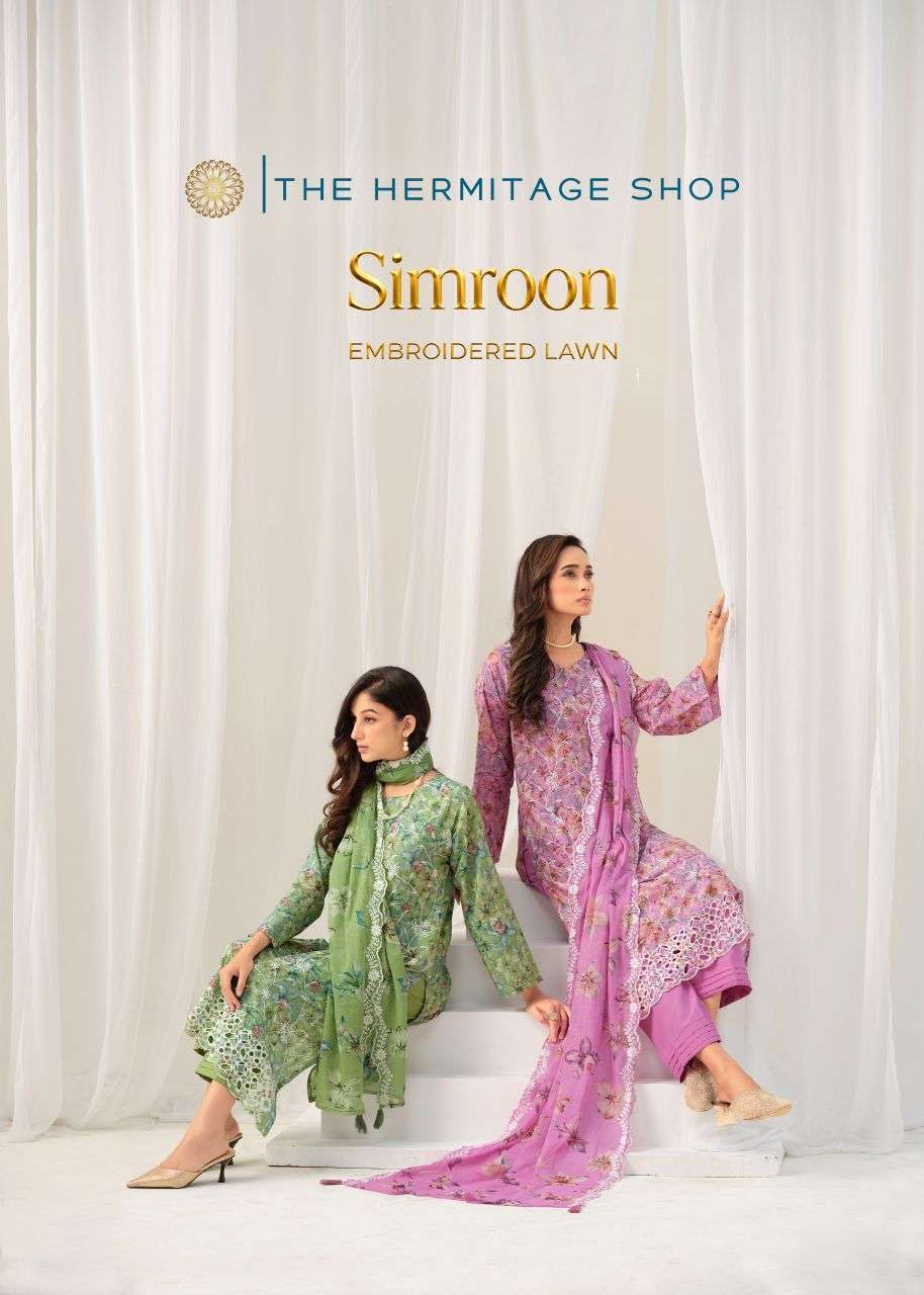 The Hermitage Simroon Lawn Cotton Embroidered Salwar Kameez Wholesale Catalogue