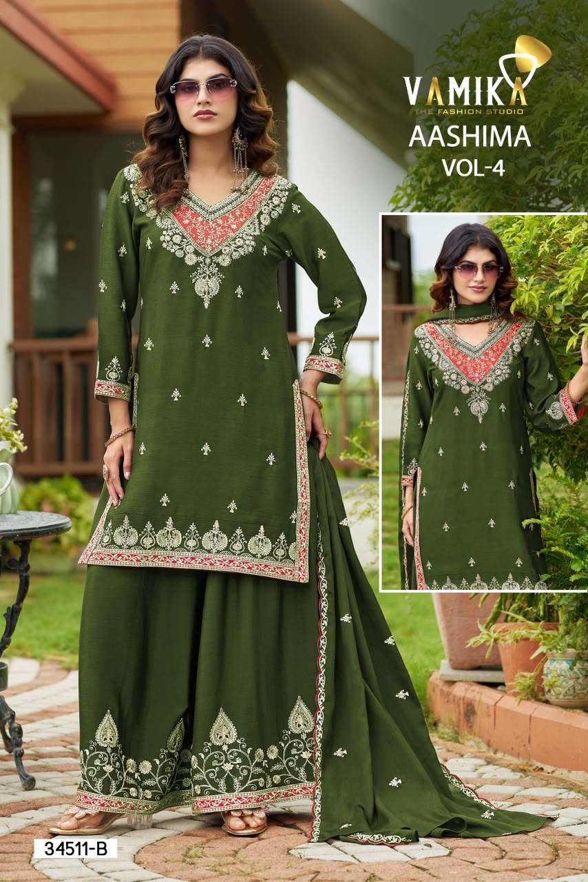 Vamika Aashima Vol 4 Premium Style Palazzo Dress Latest Design wholesaler