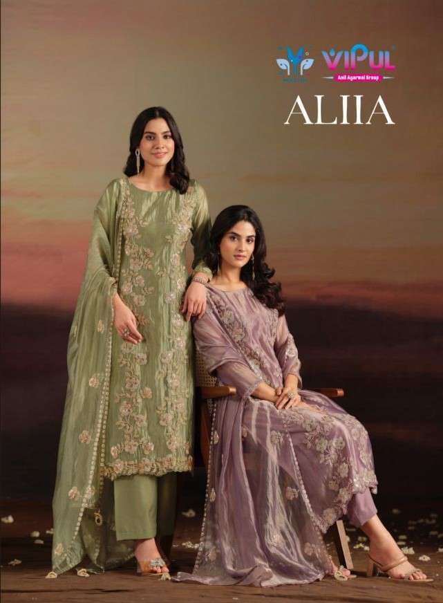 Vipul Fashion Aliia Silk Organza Beads Work Salwar Kameez Catalogue