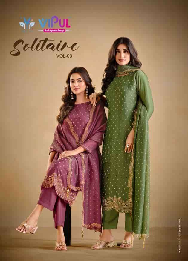 Vipul Fashion Solitaire Vol 3 Windy Chiffon Heavy Work Salwar Suits Wholesale Catalogue