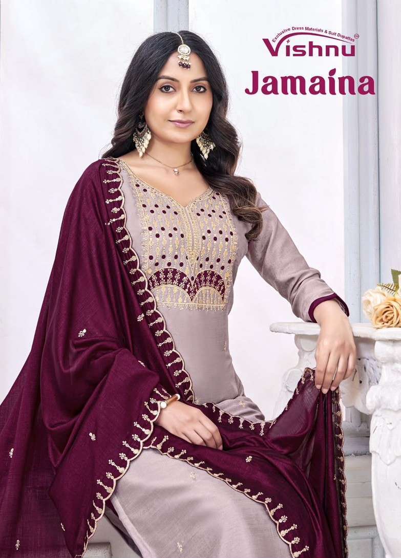 Vishnu Jamaina Fancy Silk Designer Salwar Wholesale Catalogue