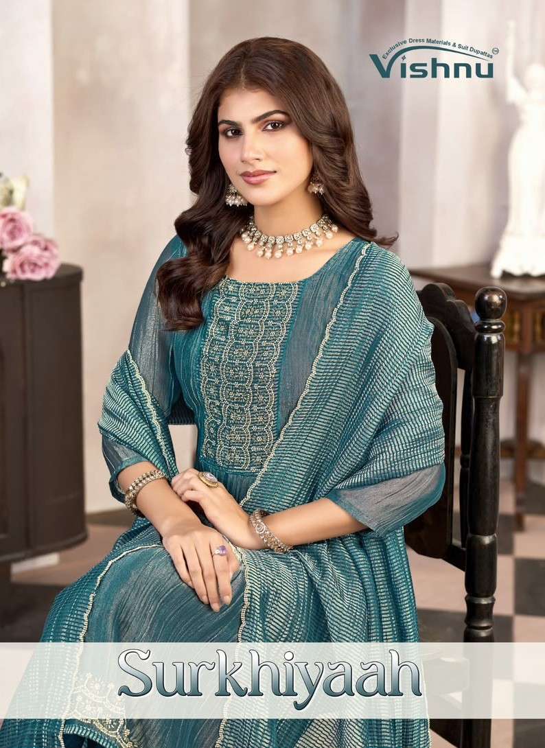 Vishnu Surkhiyaah Salsa With Fancy Work Salwar Kameez Wholesale Catalogue