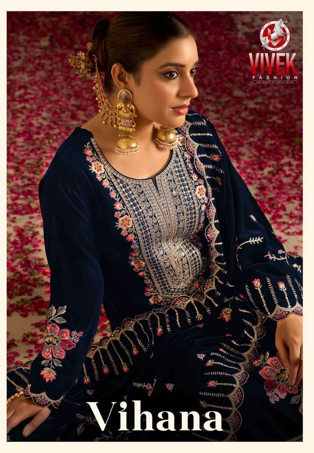 Vivek Fashion Vihana Designer Work Velvet Salwar Suit wholesaler