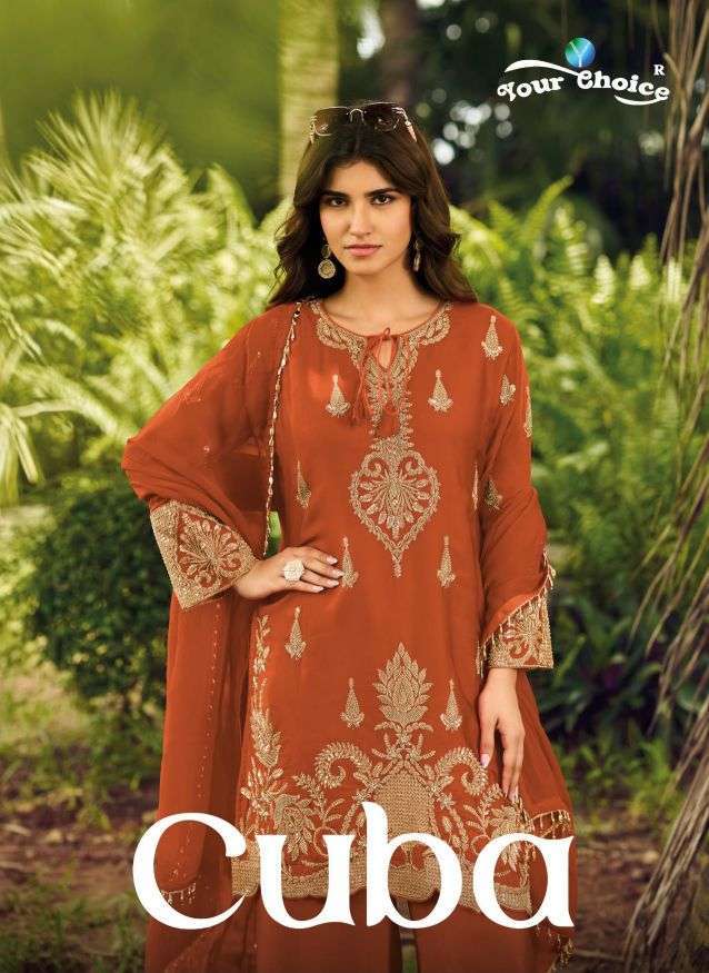 Your Choice Cuba Chinon Wholesaler Ethnic Wear Readymade Salwar Suit Catalogue