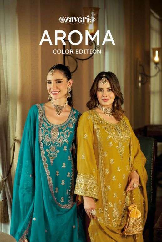Zaveri Aroma Soft Organza With Embroidered Readymade Suit Wholesale Catalogue