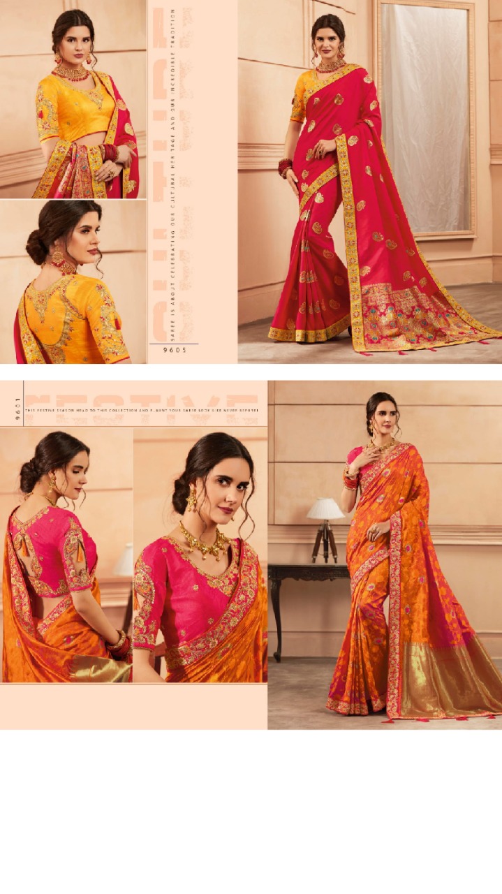 Shree Maataram Presents Vraj Vatika Weaving Silk Party Wear Heavy Look  Sarees Wholesaler