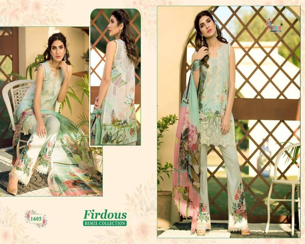 Shree Fabs Firdous Remix Cotton Embroidery Pakistani Summer Dress Materials  Wholesale Catalog