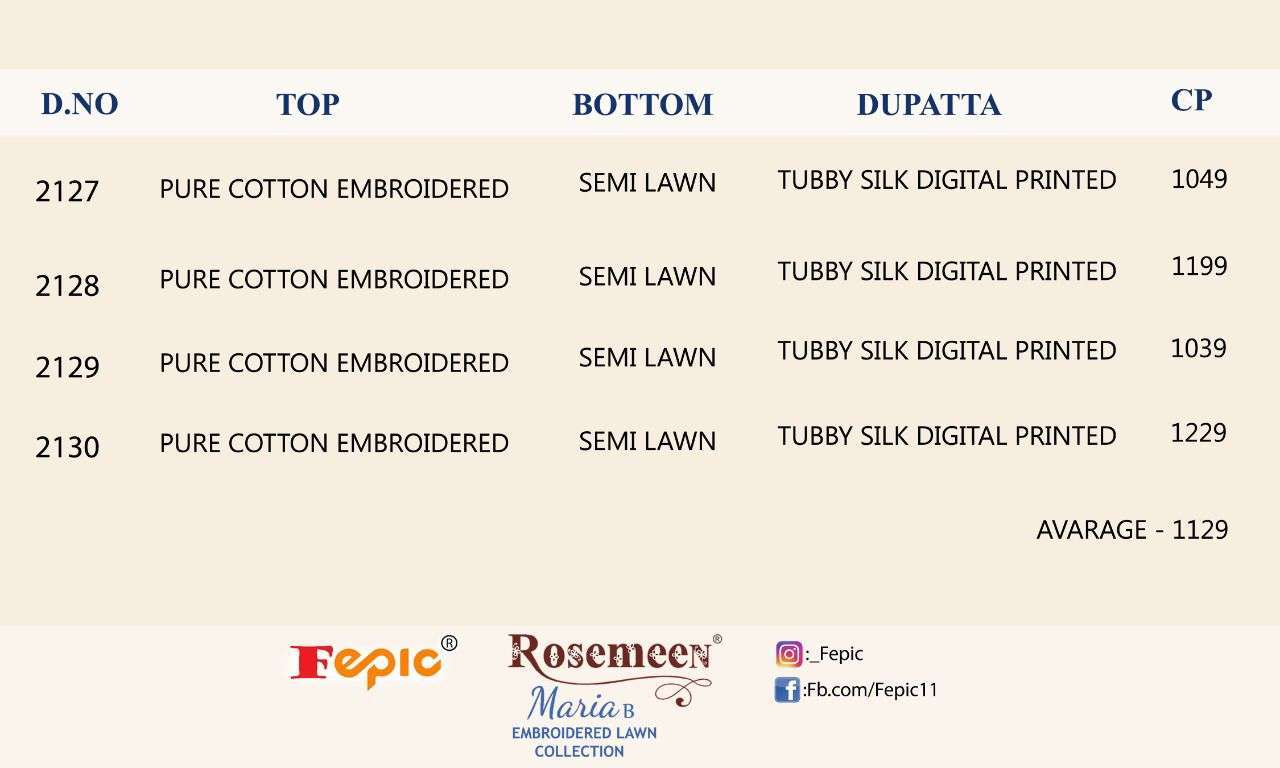 FEPIC ROSEMEEN PRESENT MARIA B EXCLUSIVE PAKSITANI SERIES CATALOGUE 