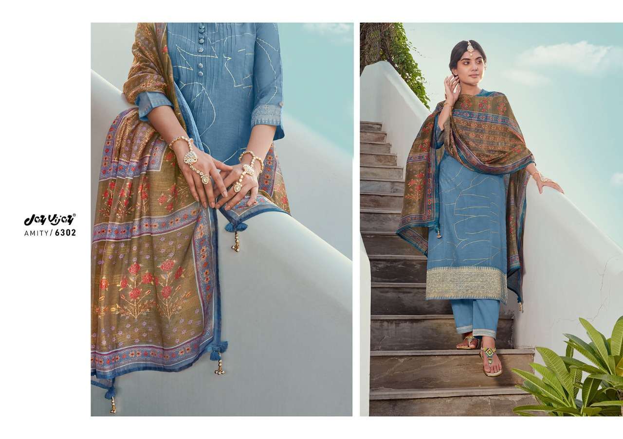 JAY VIJAY PRESENT AMITY PURE MOGA SILK ELEGANT LOOK DESIGNER SALAR SUIT CATALOGUE 