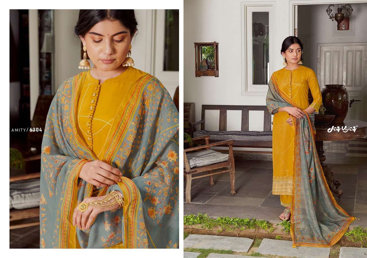 JAY VIJAY PRESENT AMITY PURE MOGA SILK ELEGANT LOOK DESIGNER SALAR SUIT CATALOGUE 