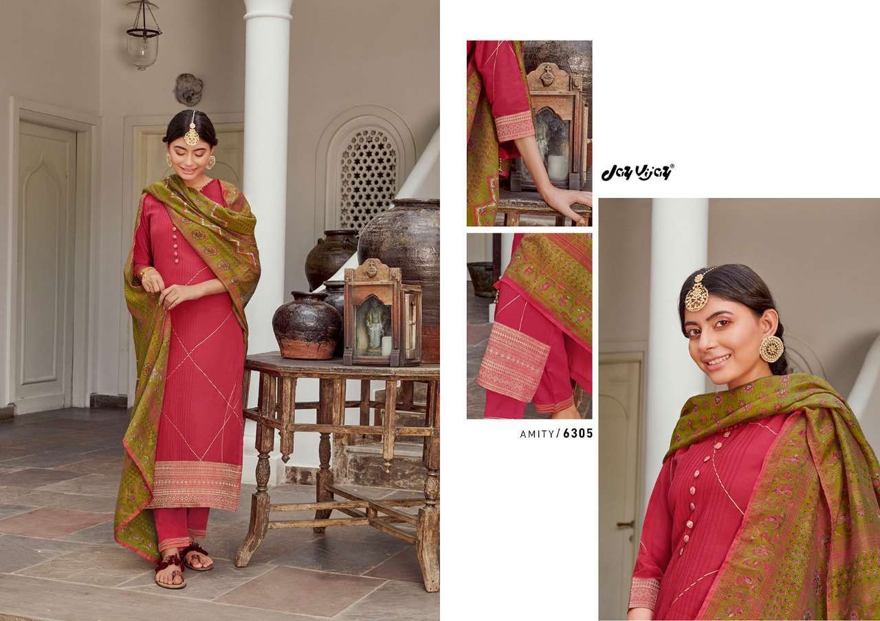 JAY VIJAY PRESENT AMITY PURE MOGA SILK ELEGANT LOOK DESIGNER SALAR SUIT CATALOGUE 