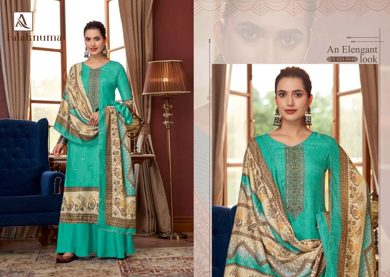 ALOK SUIT LAUNCH NEW CATALOGUE FALAKNUMA PASHMINA SALWAR SUIT WHOLESALER 