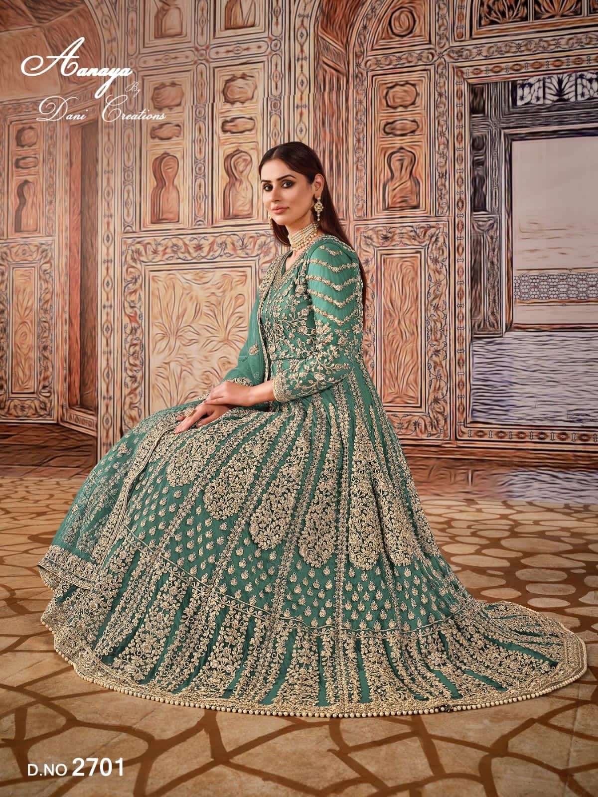 DAANI FASHION PRESENT AANAYA VOL 127 NET WITH HEAVY WORK PARTY WEAR LONG ANARKALI SUIT WHOLESALER