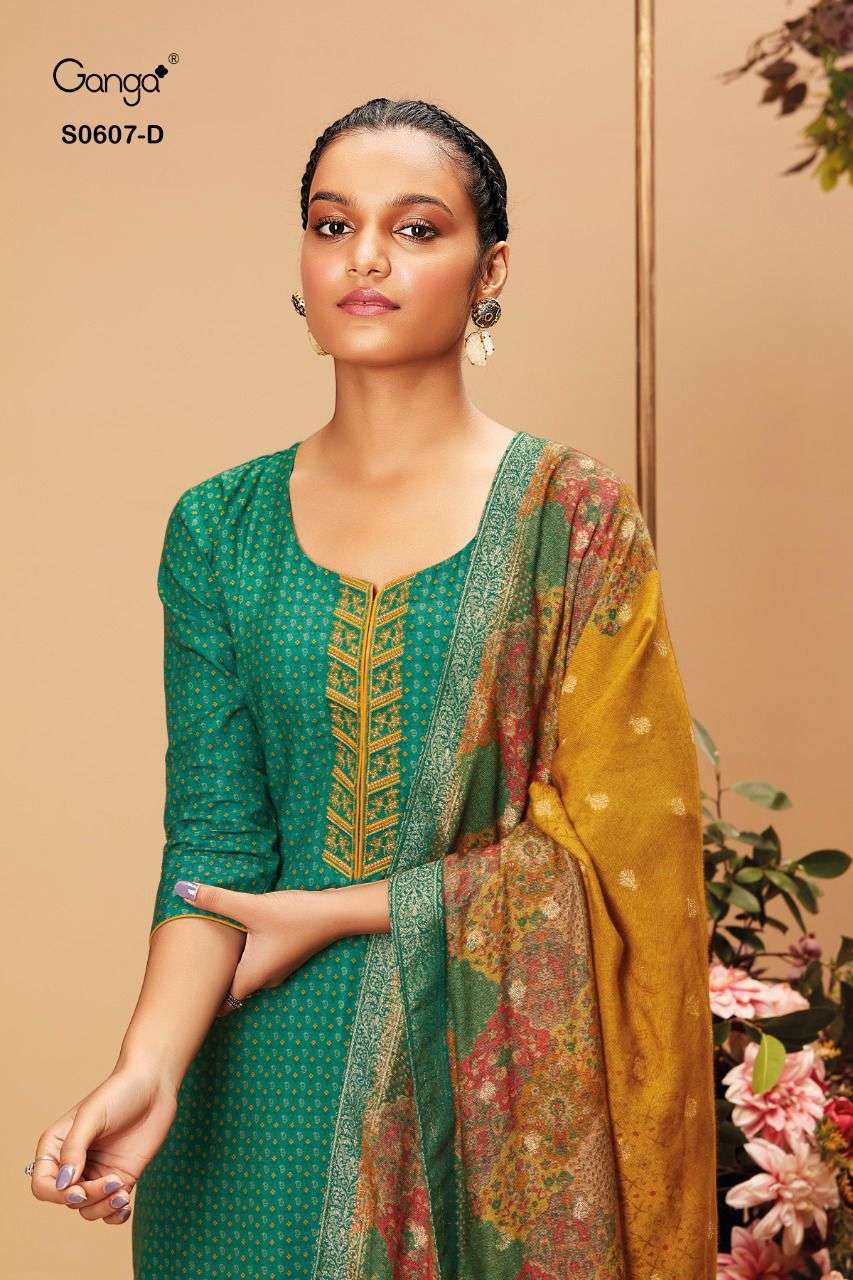 GANGA LIVIA D .NO S0607 LATEST DESIGNER PASHMINA WOOL NEW CATALOGUE 