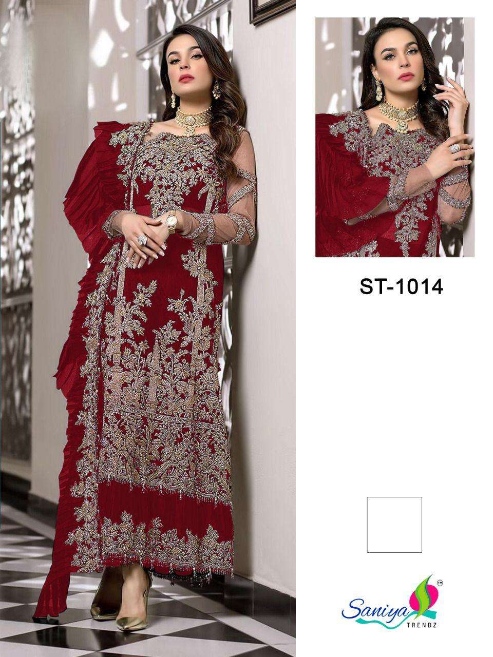 SANIYA TRENDZ ST 1014 SHADES GEORGETTE PAKISTANI LATEST CATALOGUE COLLECTION 2021