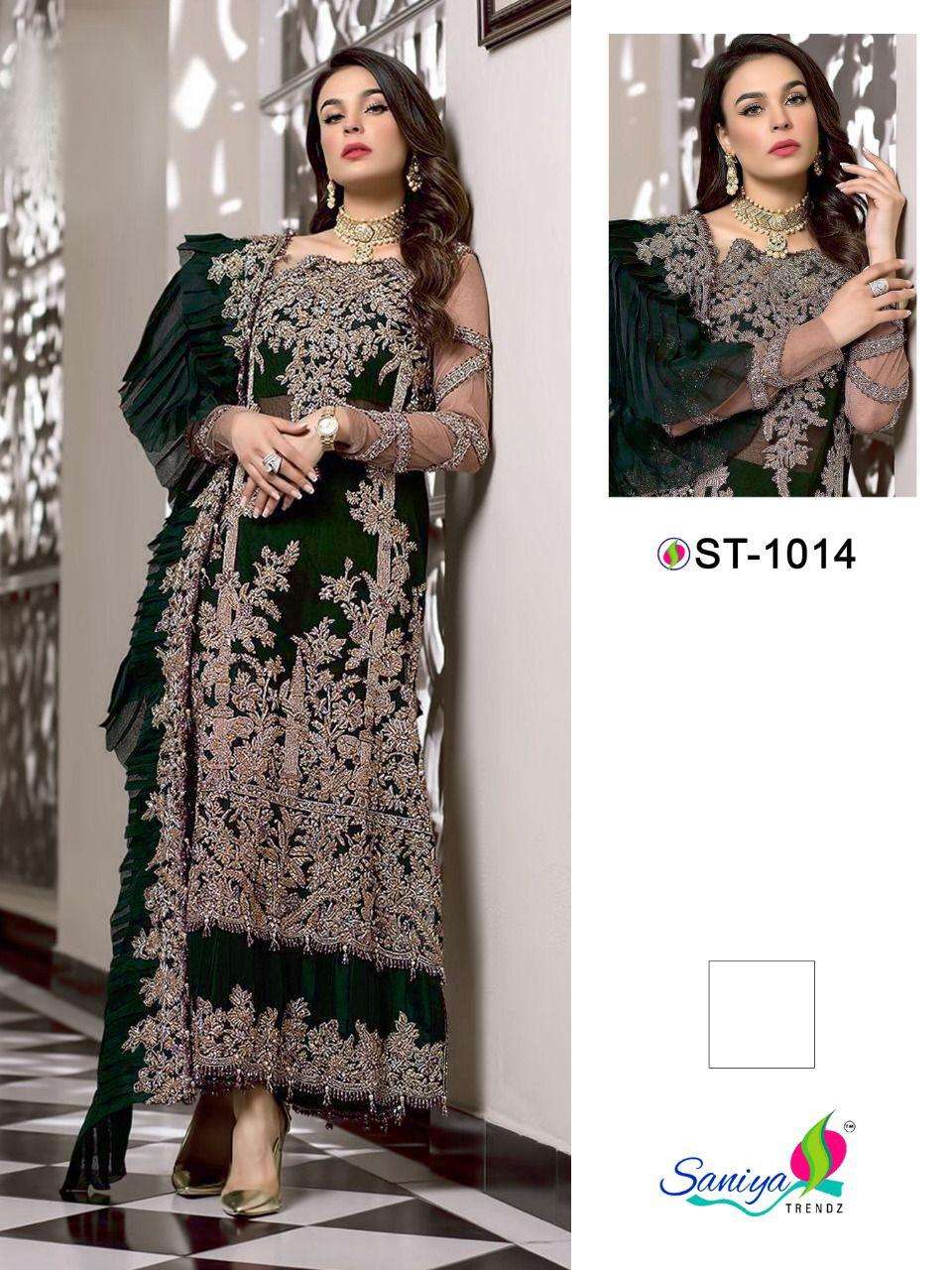 SANIYA TRENDZ ST 1014 SHADES GEORGETTE PAKISTANI LATEST CATALOGUE COLLECTION 2021