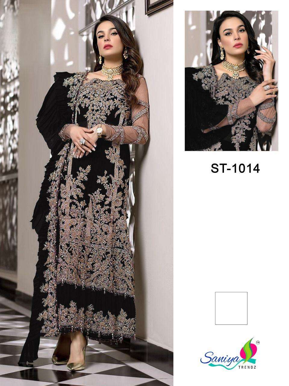 SANIYA TRENDZ ST 1014 SHADES GEORGETTE PAKISTANI LATEST CATALOGUE COLLECTION 2021