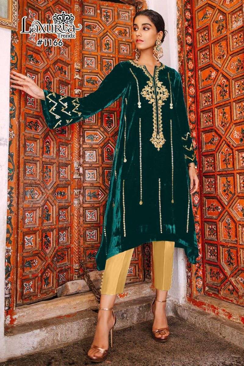 LAXURIA TRENDZ D.NO 1166 PAKISTANI STYLE DESIGNER KURTI WITH BOTTOM LATEST CATALOGUE 