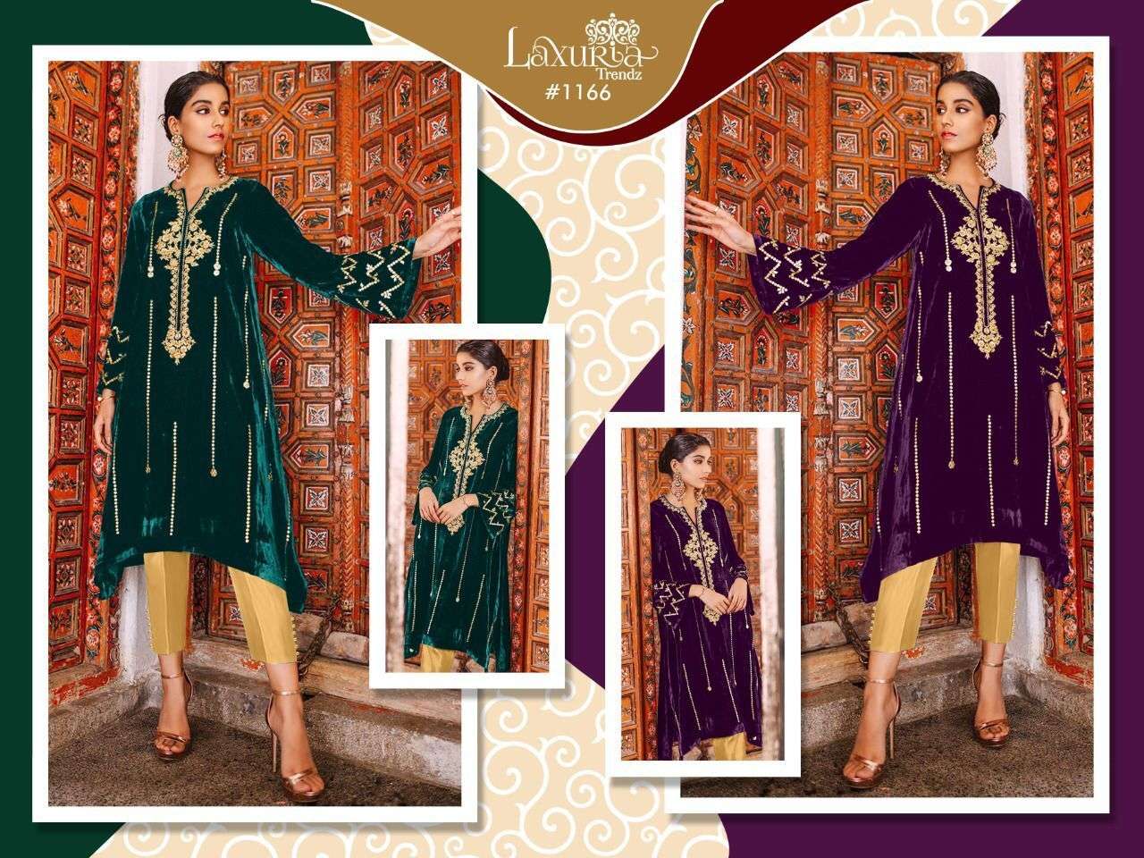 LAXURIA TRENDZ D.NO 1166 PAKISTANI STYLE DESIGNER KURTI WITH BOTTOM LATEST CATALOGUE 