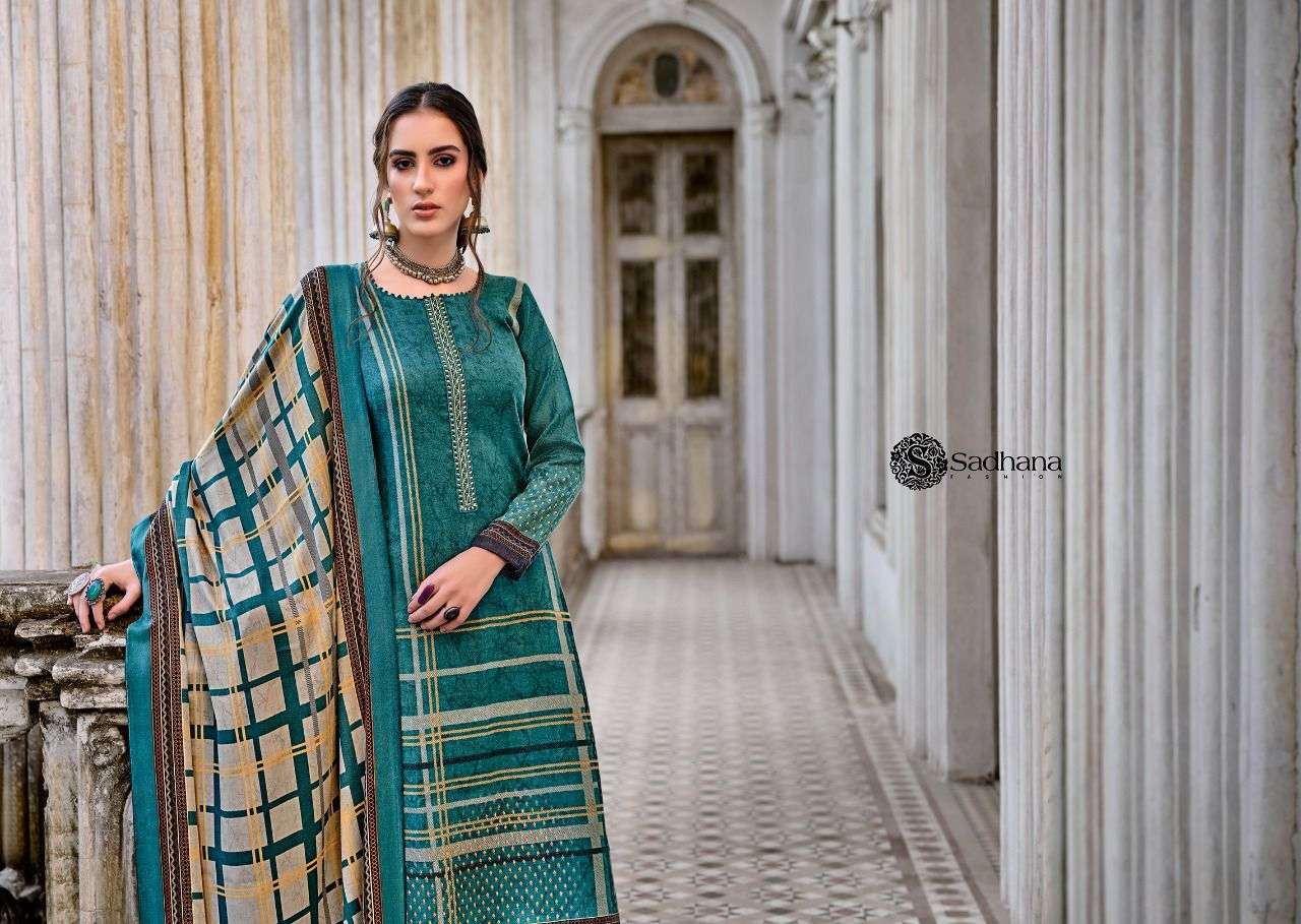 SADHNA SAFIYAL PURE PASHMINA WIHT DIGITAL PRINT WINTER SUIT LATEST CATALOGUE 