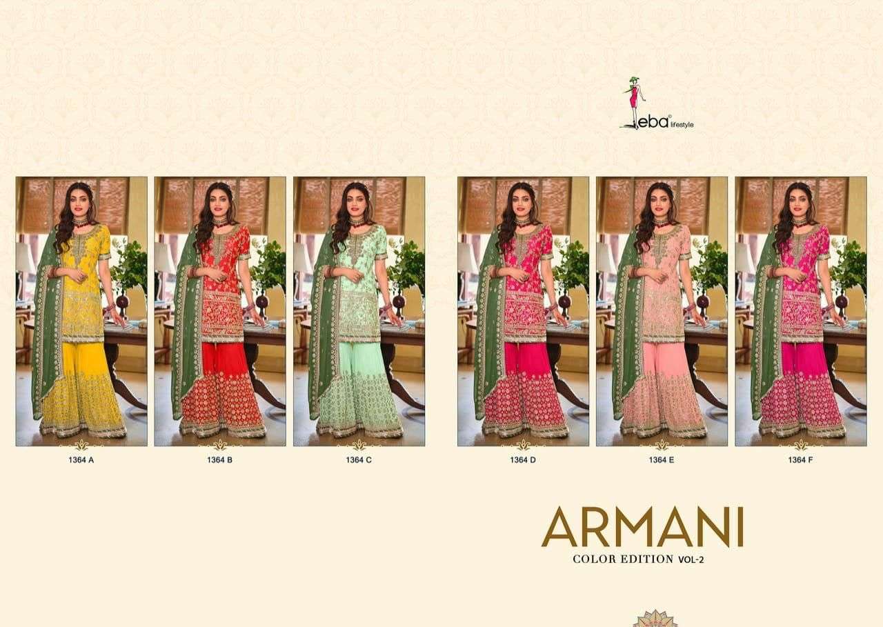 EBA LIFE STYLE  ARMANI COLOR EDITION VOL 2  HEAVY GEORGETTE PARTY WEAR SALWAR KAMEEZ WHOLESALER 
