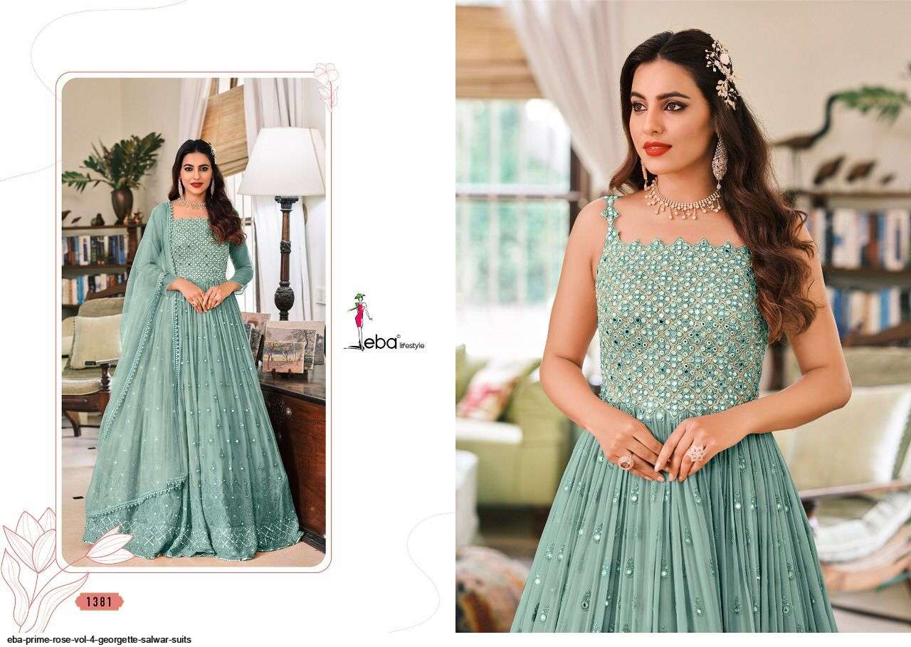  EBA PRIME ROSE VOL 4 DESIGNER GEORGETTE PARTY WEAR SALWAR SUIT WHOLESALE CATALOGUE 