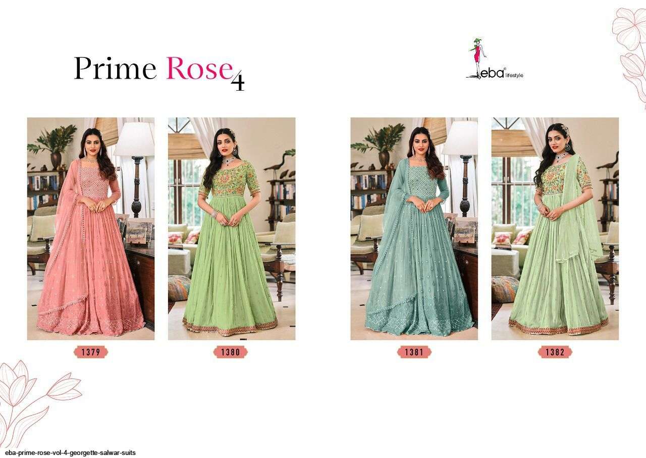  EBA PRIME ROSE VOL 4 DESIGNER GEORGETTE PARTY WEAR SALWAR SUIT WHOLESALE CATALOGUE 