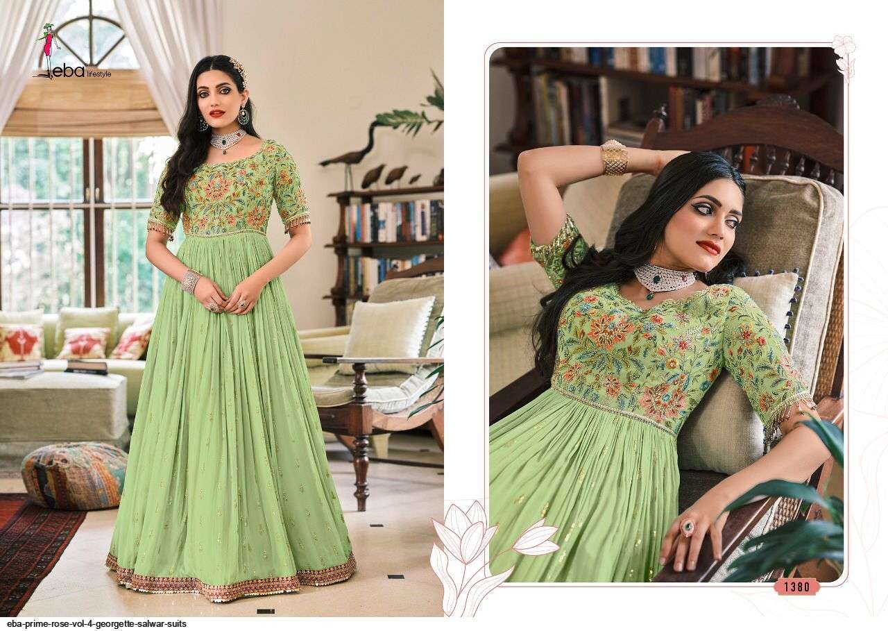  EBA PRIME ROSE VOL 4 DESIGNER GEORGETTE PARTY WEAR SALWAR SUIT WHOLESALE CATALOGUE 