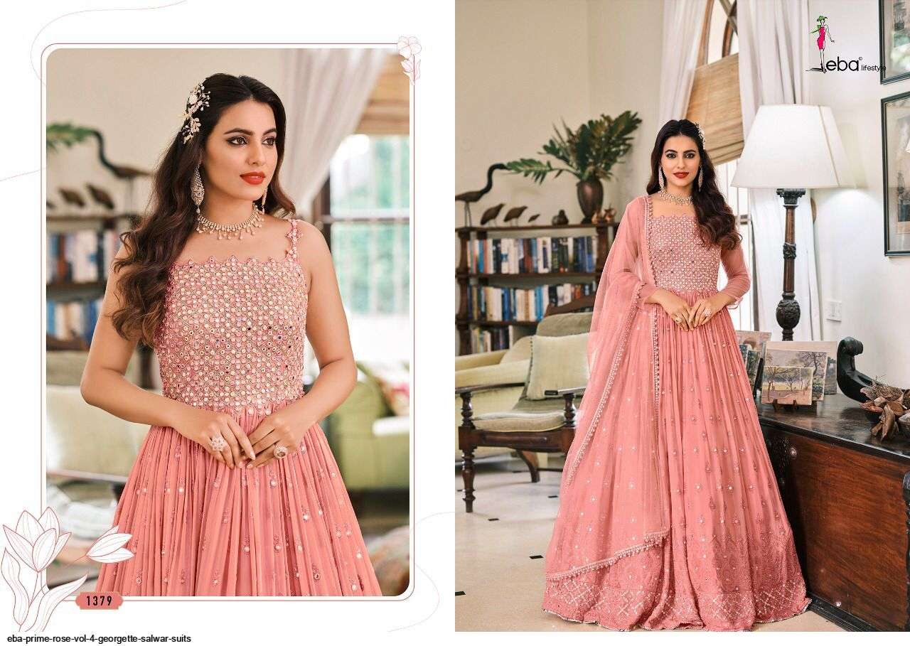  EBA PRIME ROSE VOL 4 DESIGNER GEORGETTE PARTY WEAR SALWAR SUIT WHOLESALE CATALOGUE 