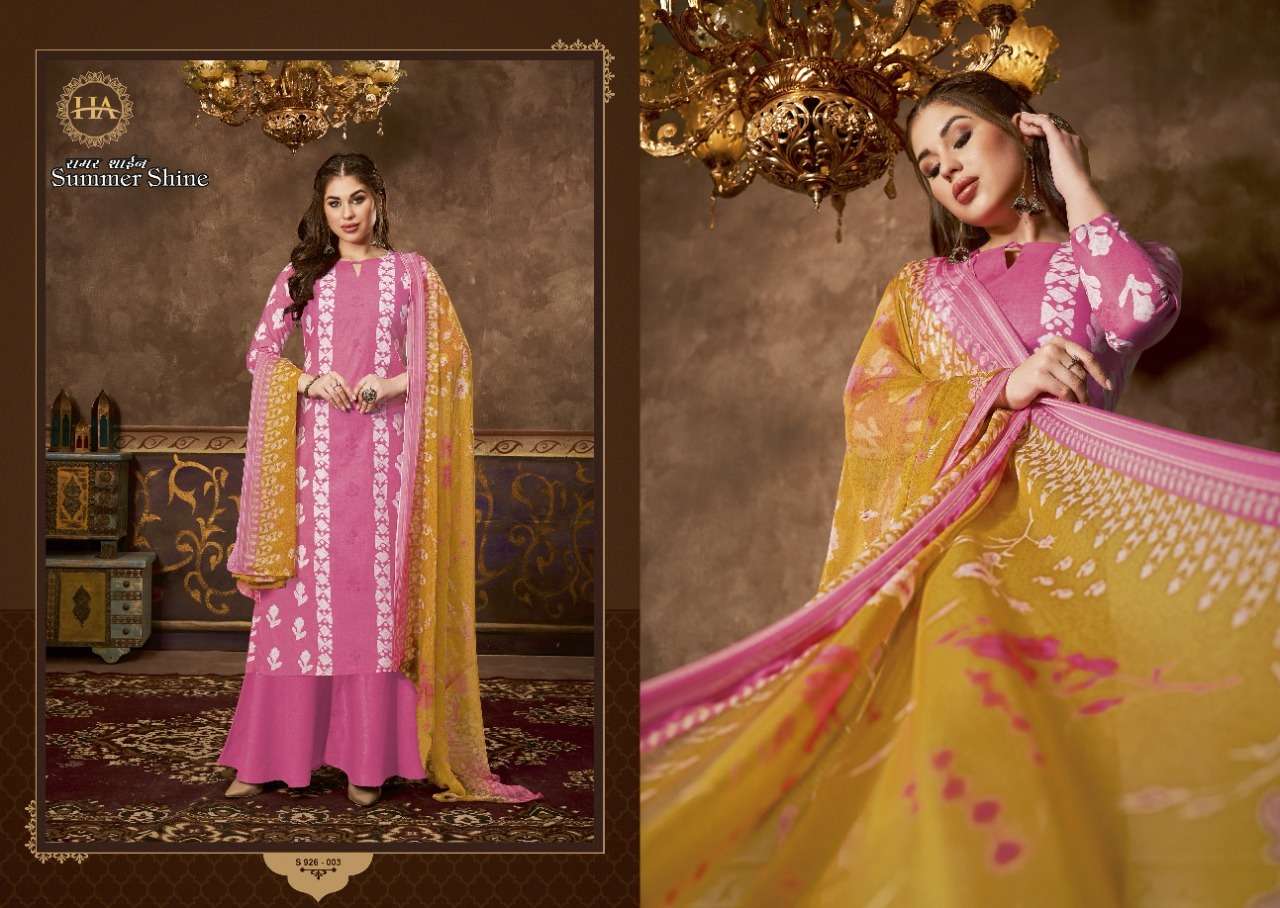 HARSHIT FASHION SUMMER SHINE JAM COTTON DESIGNER PRINT CATALOGUE SUPPLIER IN SURAT 