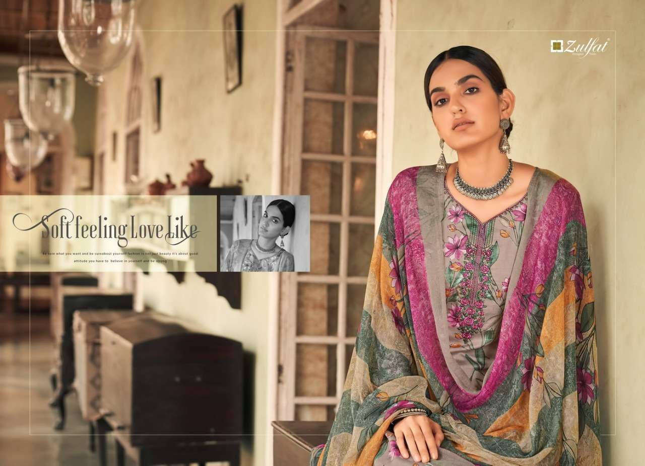 ZULFAT DESIGNER LATEST CATALOGUE PANKHUDI JAM COTTON DIGITAL PRINTED SUIT  WHOLESALER 