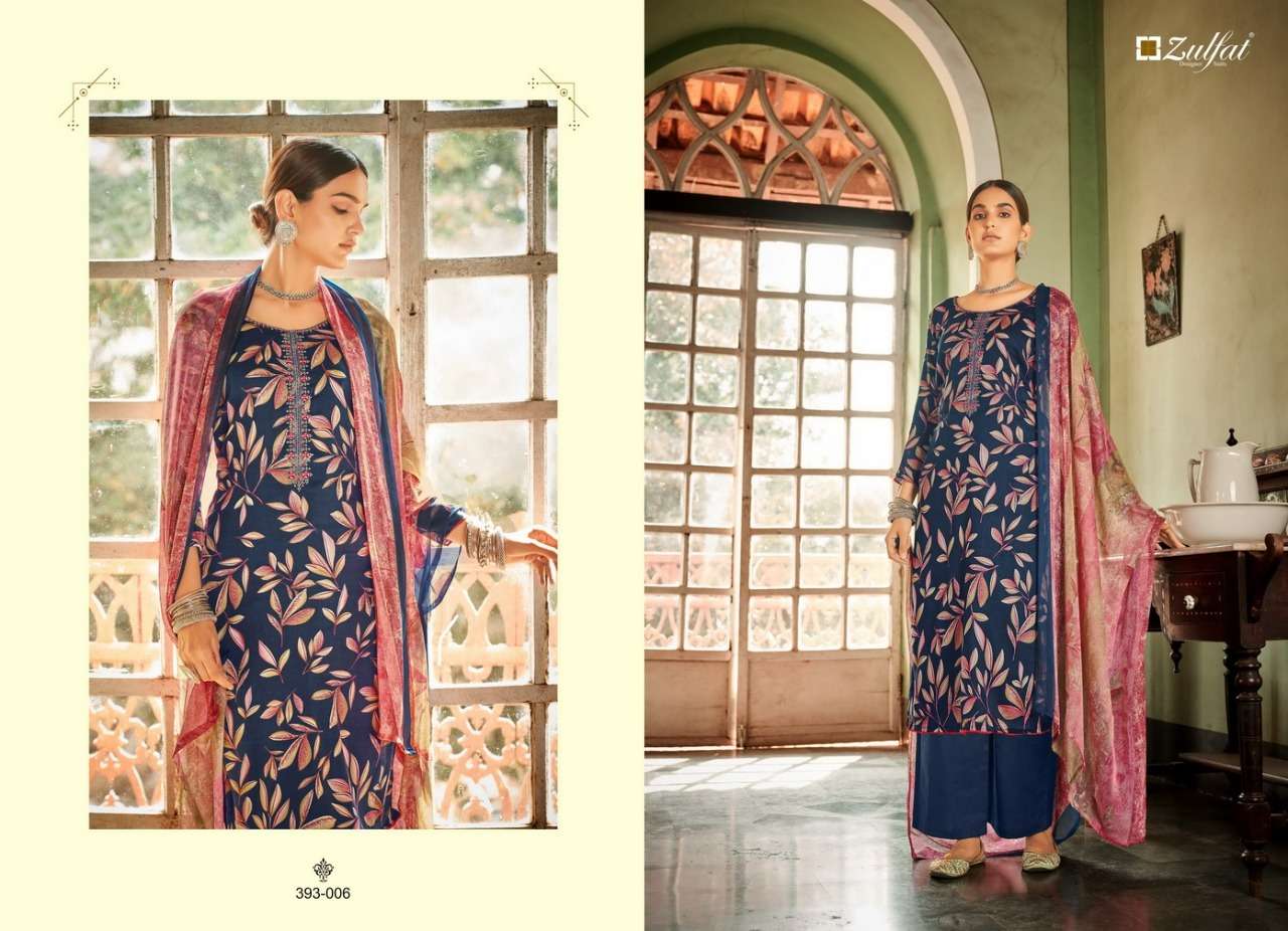ZULFAT DESIGNER LATEST CATALOGUE PANKHUDI JAM COTTON DIGITAL PRINTED SUIT  WHOLESALER 