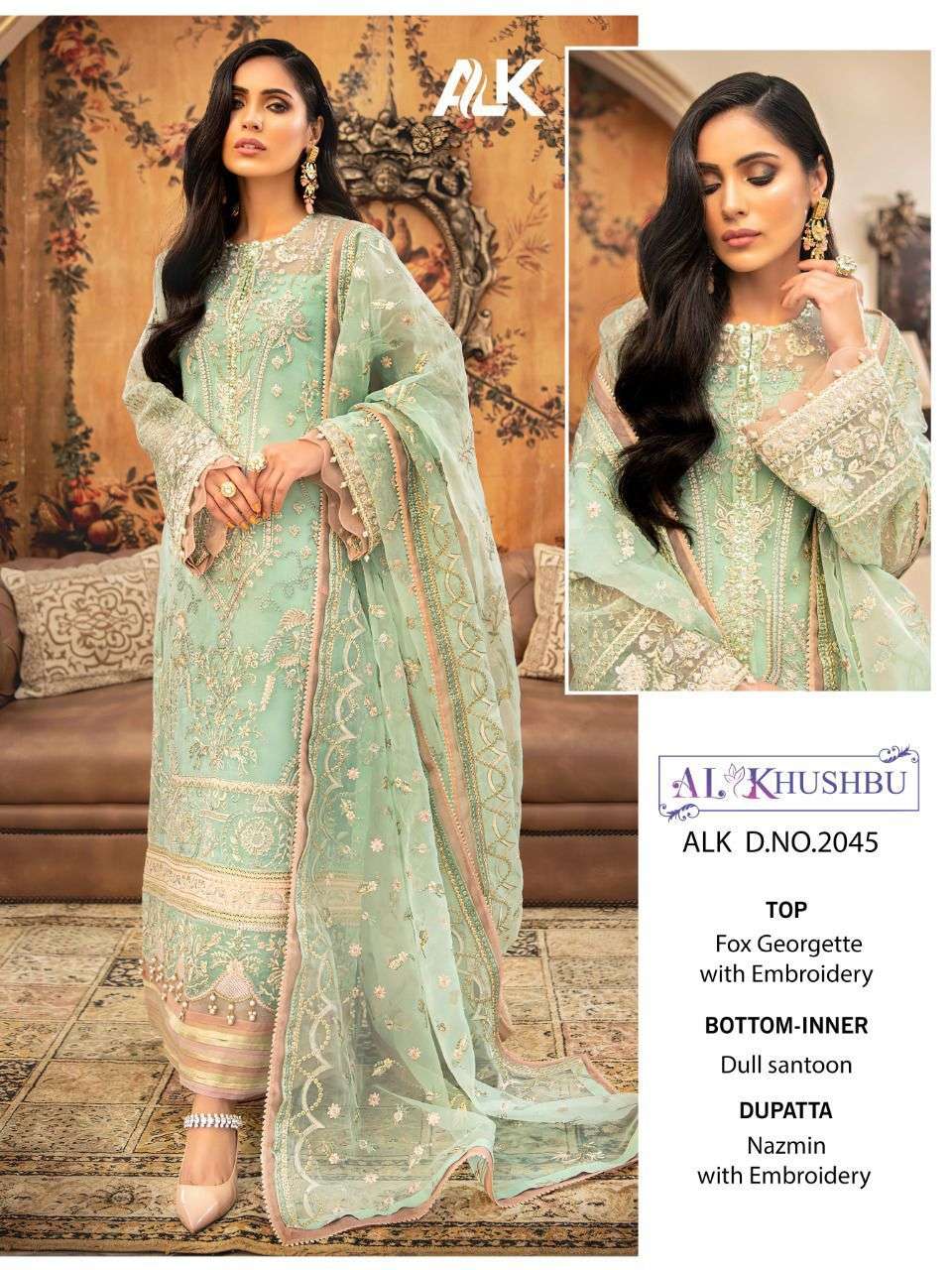 AL KHUSHBU MISTY VOL 3  PARTY WEAR GEORGETTE PAKISTANI SUIT WHOLESALER IN SURAT MARKET 