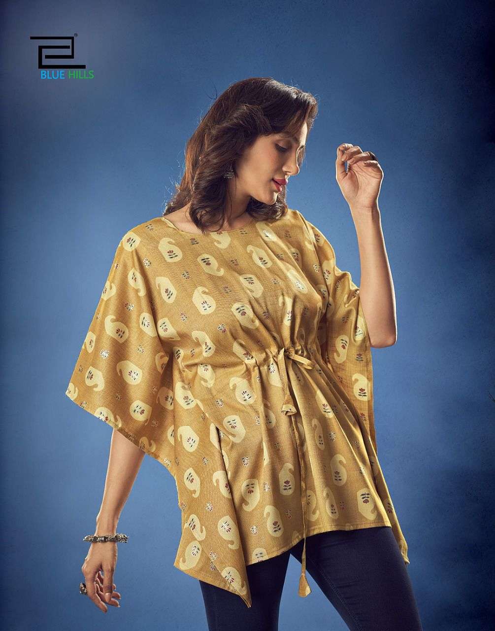 BLUE HILLS KAFTAN VOL 1 RAYON PRINTED SHORT TOP SUPPLIER IN SURAT MARKET 