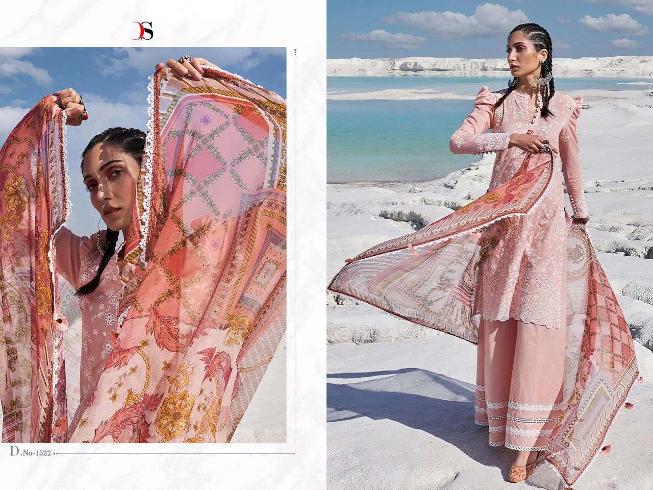 DEEPSY SUITS CHIKANKARI 22 PURE COTTON HEAVY EMBRODERY WORK PAKISTANI CATALOGUE AT BEST PRICE 
