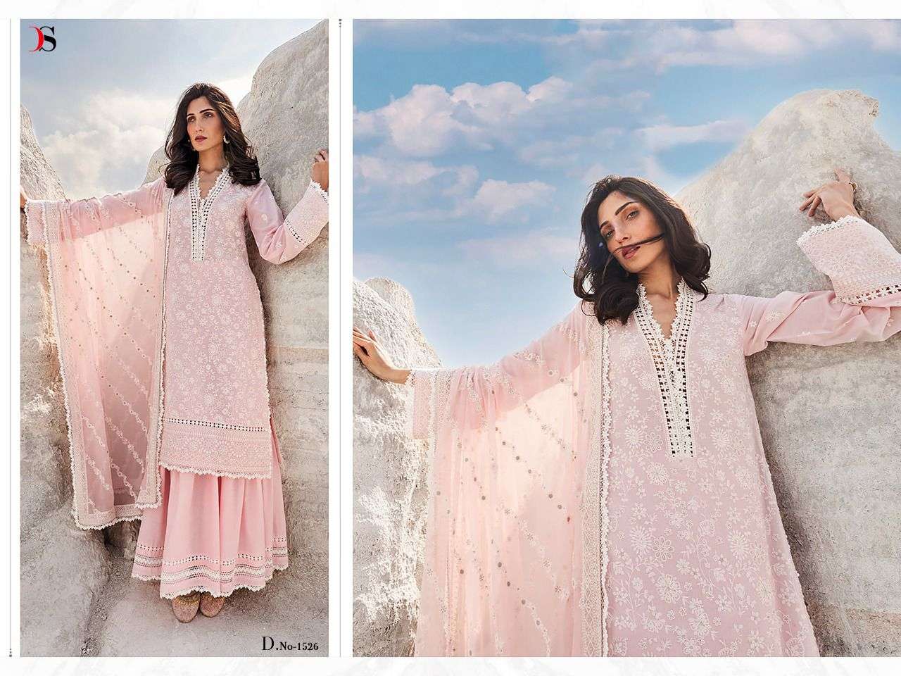 DEEPSY SUITS CHIKANKARI 22 PURE COTTON HEAVY EMBRODERY WORK PAKISTANI CATALOGUE AT BEST PRICE 