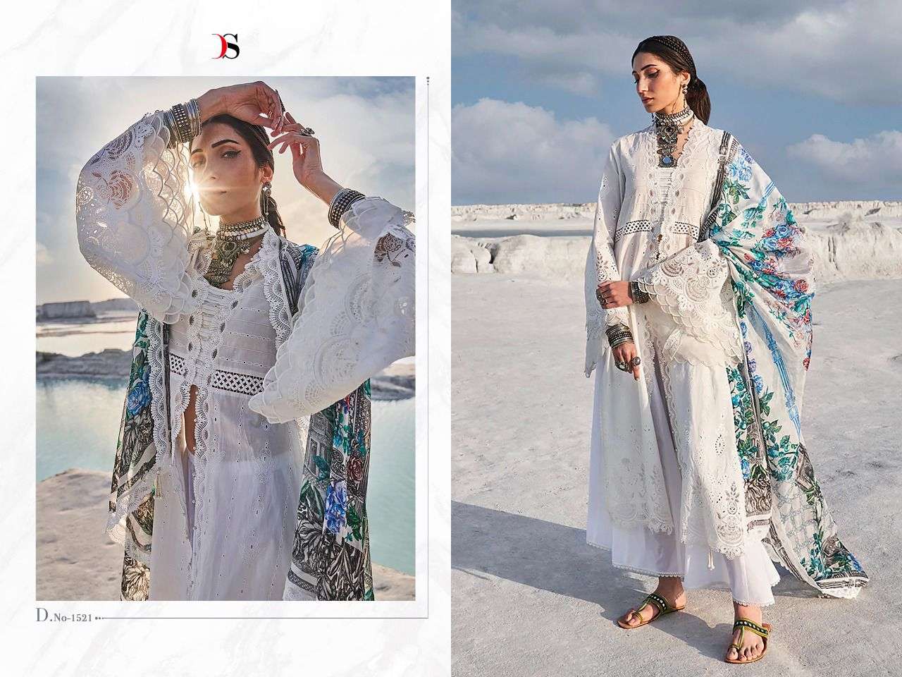DEEPSY SUITS CHIKANKARI 22 PURE COTTON HEAVY EMBRODERY WORK PAKISTANI CATALOGUE AT BEST PRICE 