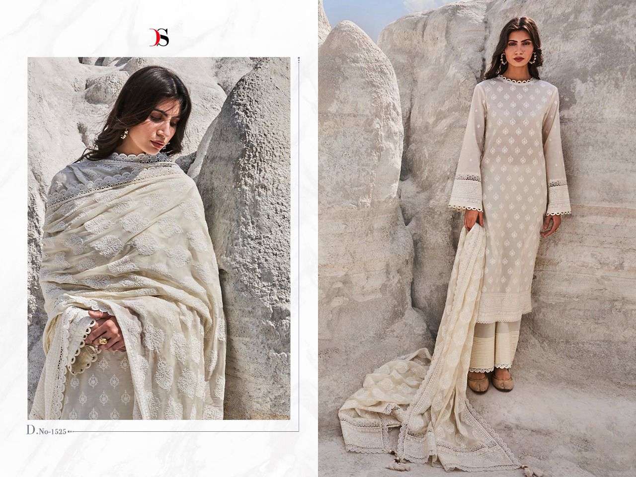 DEEPSY SUITS CHIKANKARI 22 PURE COTTON HEAVY EMBRODERY WORK PAKISTANI CATALOGUE AT BEST PRICE 