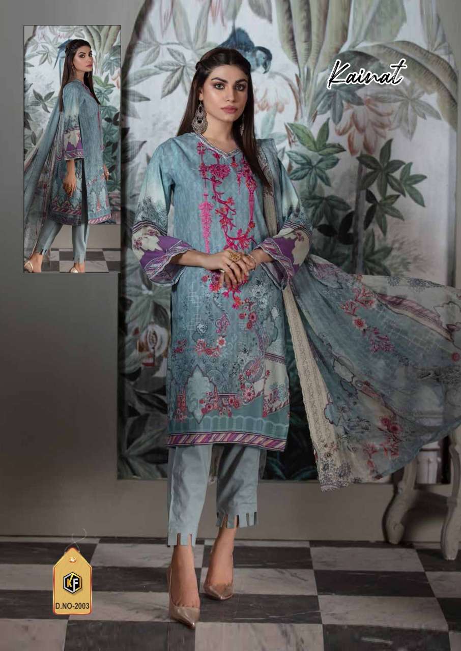 KEVAL FAB KAINAT VOL 2 PURE LAWN COTTON PRINTED PAKISTANI SUIT CATALOGUE 